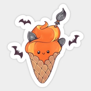 Cute pumpkin ice cream for spooky Halloween Sticker